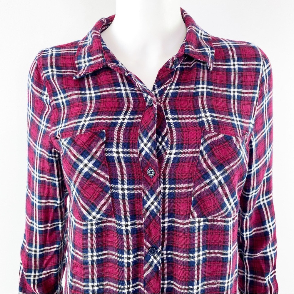 Rails Size Xs Red Plaid Button Down Collared Flan… - image 2
